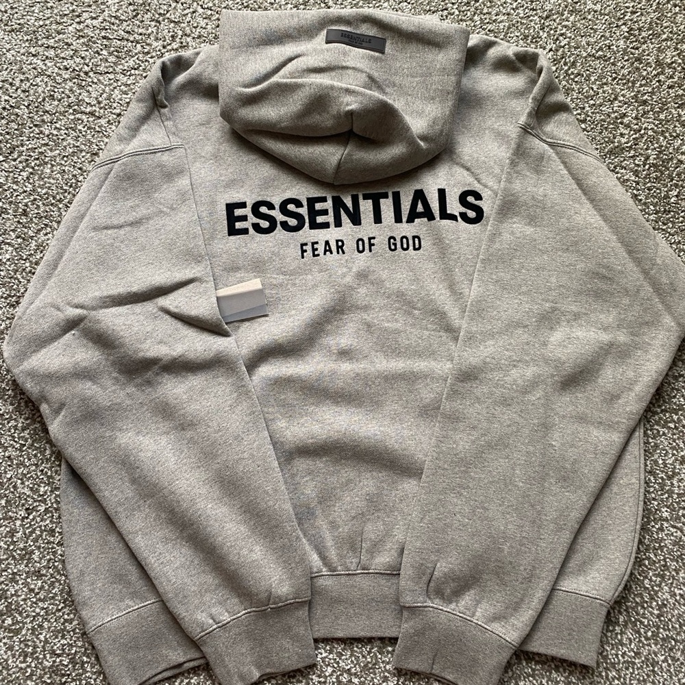 ESSENTIALS FEAR OF GOD DARK OATMEAL PULLOVER HOODIE - Picture 2 of 9
